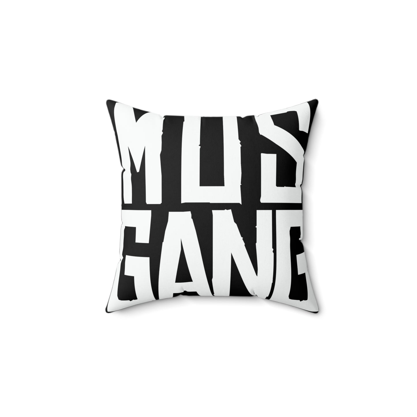 Black Mus Gang Faux Suede Square Pillow