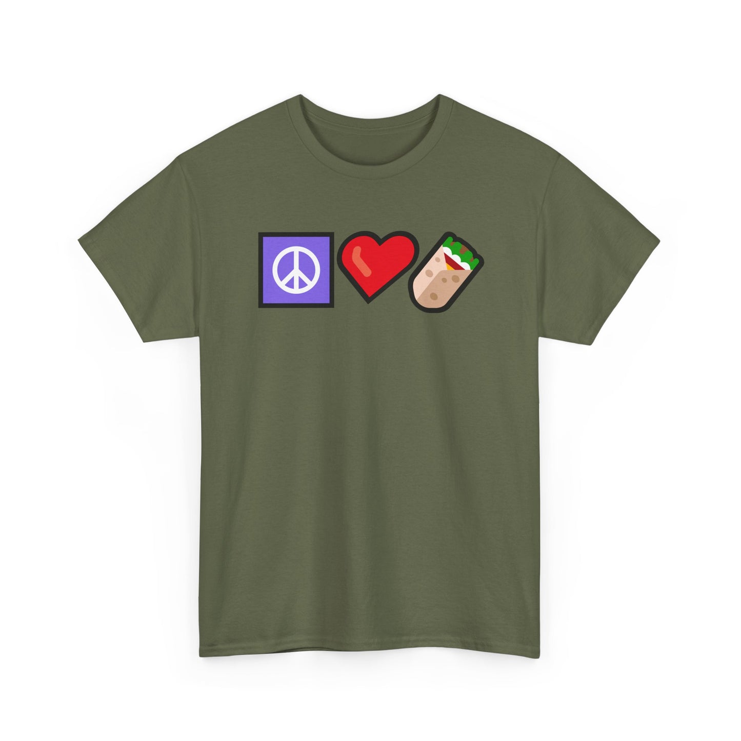 Peace, Love, and Burritos Heavy Cotton Tee