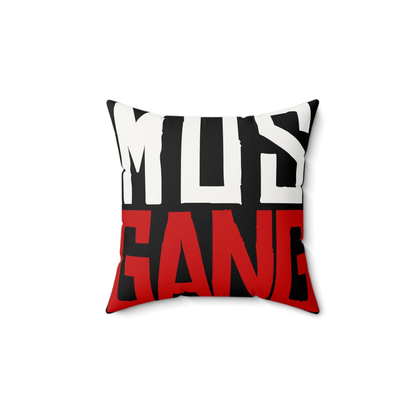 Red & White Mus Gang Faux Suede Square Pillow
